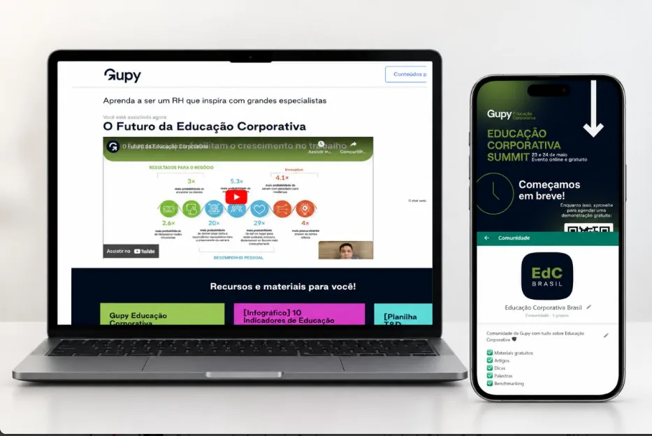 Página do webinar O Futuro da Educação Corporativa e a comunidade EdC Brasil no celular